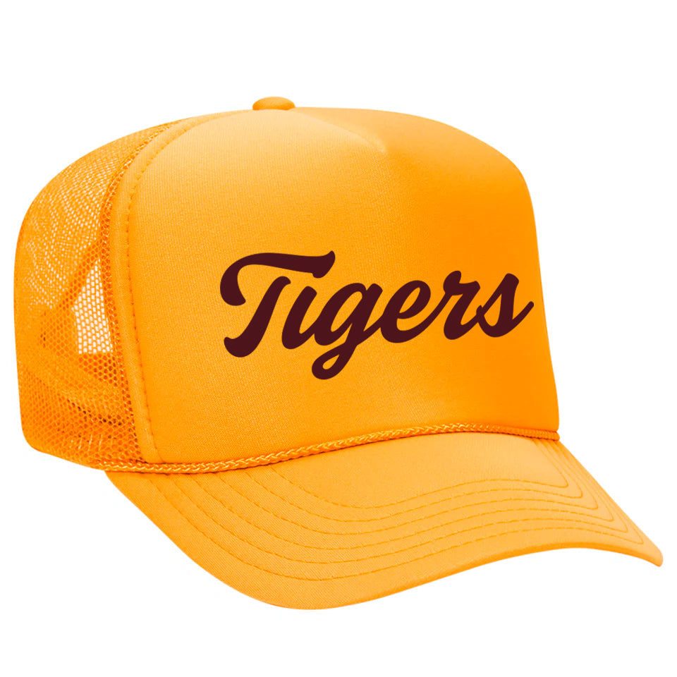 Gold DSHS Tigers Script Foam Trucker